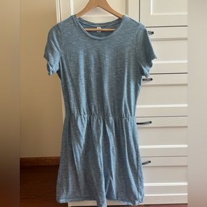 Striped Slub-Knit Waist-Defined T-Shirt Dress